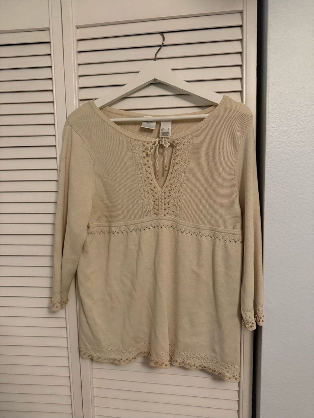 Emma James Cream Crochet-Trim Tunic